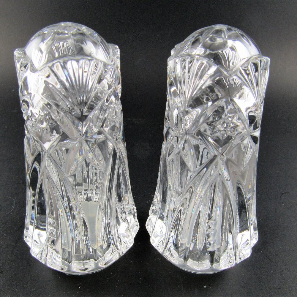 VINTAGE CRYSTAL GLASS SALT & PEPPER SHAKERS SET (E36) - Picture 3 of 8